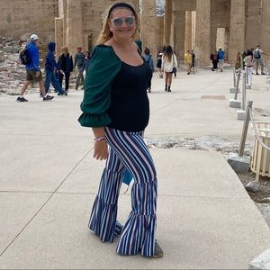 Plus Size set Ruffle Palazzo Pants and long sleeves top